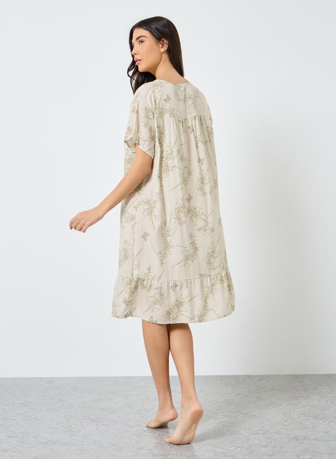 Take Two Ruffled Graphic Print Nightdress - Image 4