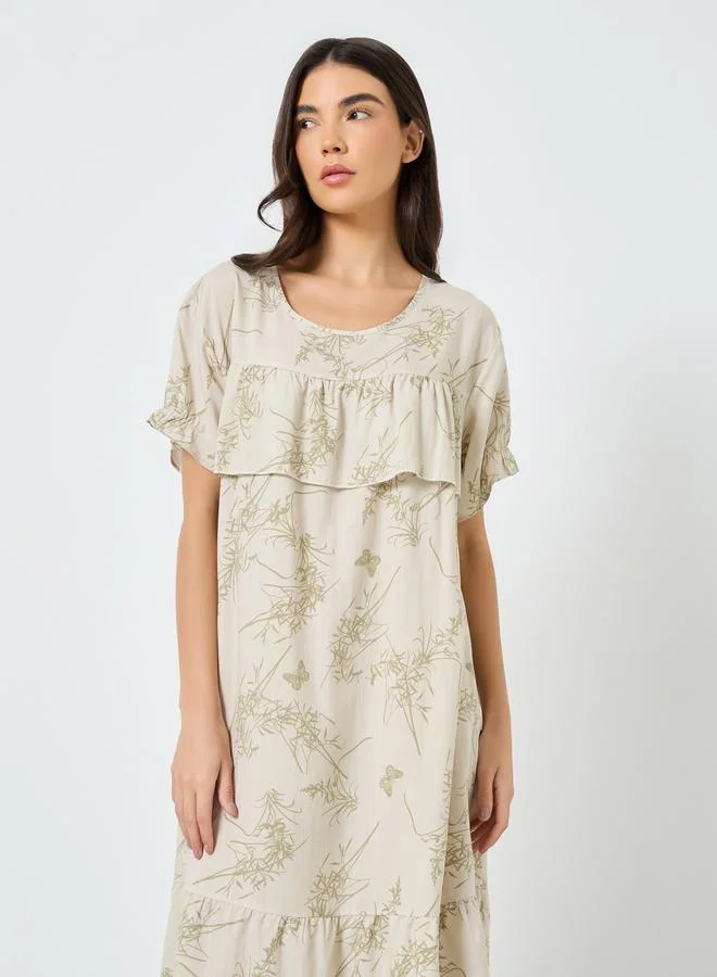 Take Two Take Two Ruffled Graphic Print Nightdress