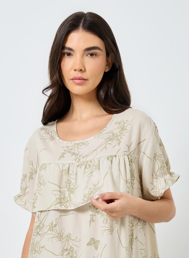 Take Two Ruffled Graphic Print Nightdress - Image 3