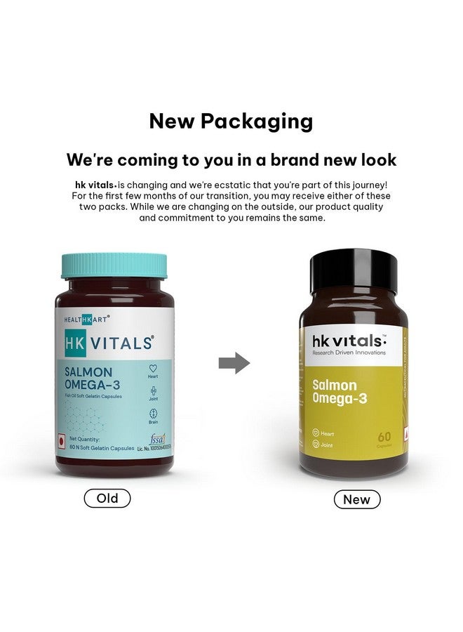 HEALTHKART هيلث كارت hk فيتالز سمك السلمون أوميغا 3 (60 كبسولة) | 1000 ملغ زيت سمك أوميغا 3 للرجال والنساء مع 180 ملغ EPA و 120 ملغ DHA | لصحة المفاصل والدماغ والعينين - Image 2