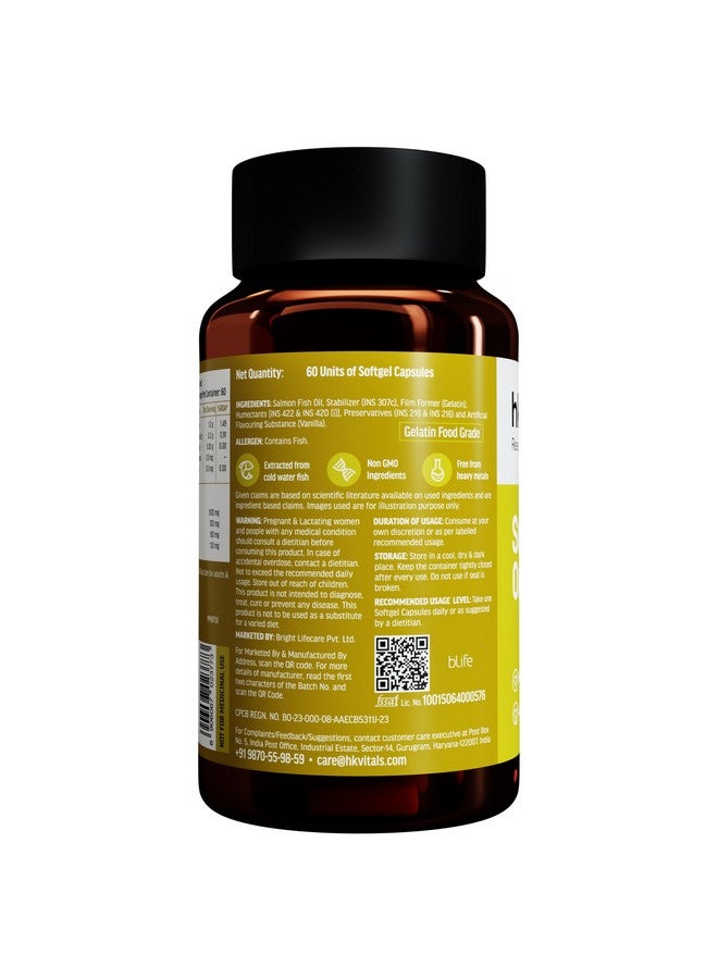 HEALTHKART هيلث كارت hk فيتالز سمك السلمون أوميغا 3 (60 كبسولة) | 1000 ملغ زيت سمك أوميغا 3 للرجال والنساء مع 180 ملغ EPA و 120 ملغ DHA | لصحة المفاصل والدماغ والعينين - Image 4