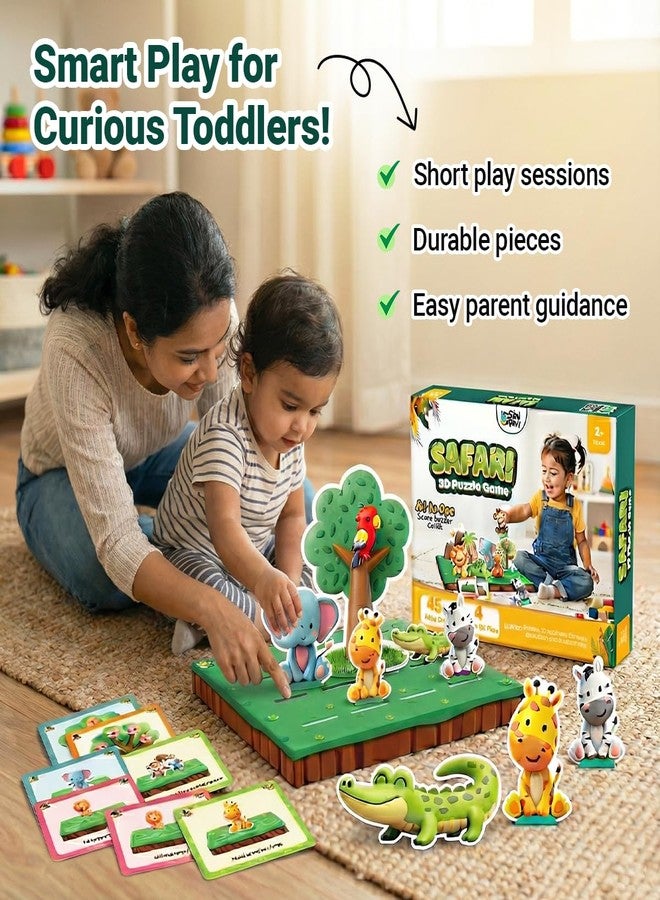 GiniMini Safari 3D Puzzle Game for Toddlers 2+ | Montessori Educational Scene Builder with Animals | 45+ Pieces | Screen-Free Learning Toy for Preschool Kids - Image 4