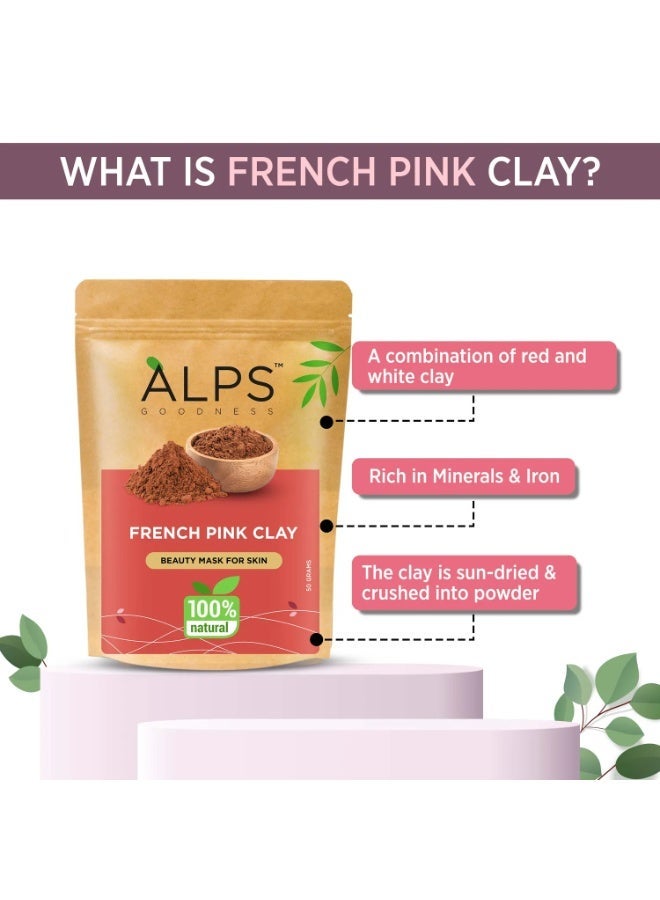 ALPS GOODNESS French Pink Clay (50 gm)| 100% Natural Powder | Exfoliating Mask for face | Clay Mask for Sensitive Skin I Detoxifying - Image 4