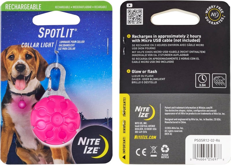 NiteIze SpotLit Rechargeable Collar Light  Pink  - Image 3