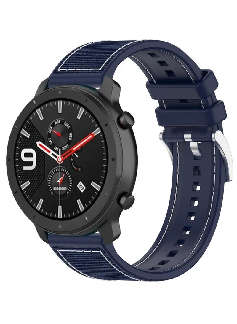 سوار رياضي من السيليكون مقاس 22 مم متوافق مع ساعة سامسونج جالاكسي 3 45 مم / ساعة 46 مم / جير إس 3 / ساعة هواوي GT3 46 مم / GT2E / GT2 برو / GT2 46 مم / أمازفيت جي تي آر 2/3/3 برو / جي تي آر 4 (أزرق) - Image 2