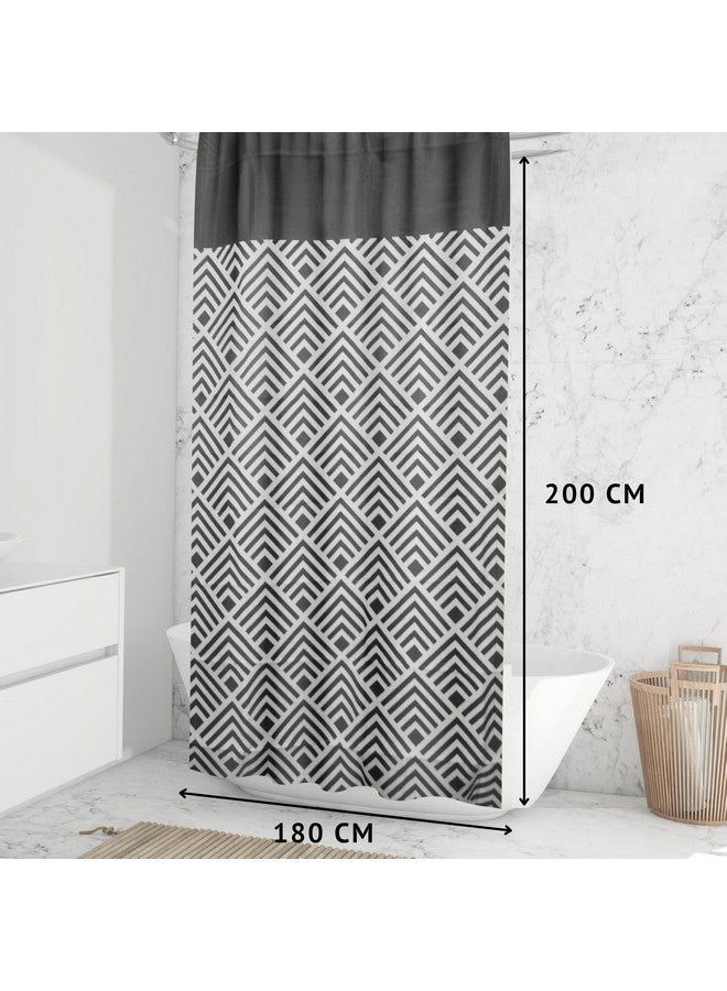 HOMETHREADS HOMETHREADS Embrace Luxury with Our 6.5-Feet Long Premium Polyester Shower Curtain with 12 Hooks for a Lavish Bathroom Ambiance | Stylish, Splendid, and Perfectly Sized (Black_Triangle, 180x200cm)  - Image 2