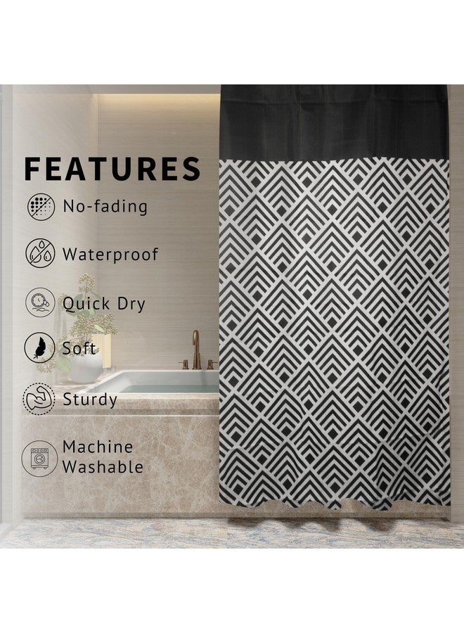 HOMETHREADS HOMETHREADS Embrace Luxury with Our 6.5-Feet Long Premium Polyester Shower Curtain with 12 Hooks for a Lavish Bathroom Ambiance | Stylish, Splendid, and Perfectly Sized (Black_Triangle, 180x200cm)  - Image 3