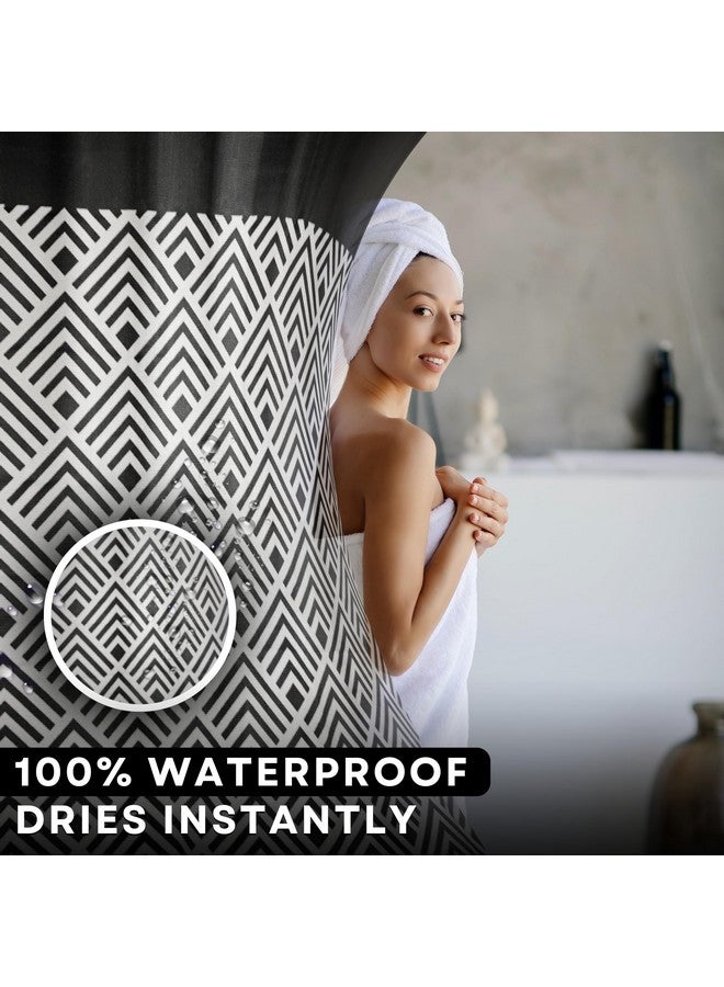 HOMETHREADS HOMETHREADS Embrace Luxury with Our 6.5-Feet Long Premium Polyester Shower Curtain with 12 Hooks for a Lavish Bathroom Ambiance | Stylish, Splendid, and Perfectly Sized (Black_Triangle, 180x200cm)  - Image 5