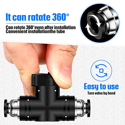 Flutesan 5 Pcs 1/4" x 1/4" OD Push to Connect Pneumatic Ball Valve PVC Air Flow Control Valve Quick Connect Tube Fittings Air Line Hose Fittings - Image 4