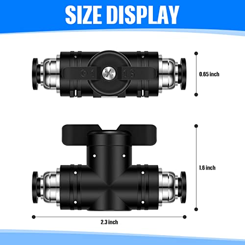 Flutesan 5 Pcs 1/4" x 1/4" OD Push to Connect Pneumatic Ball Valve PVC Air Flow Control Valve Quick Connect Tube Fittings Air Line Hose Fittings - Image 2