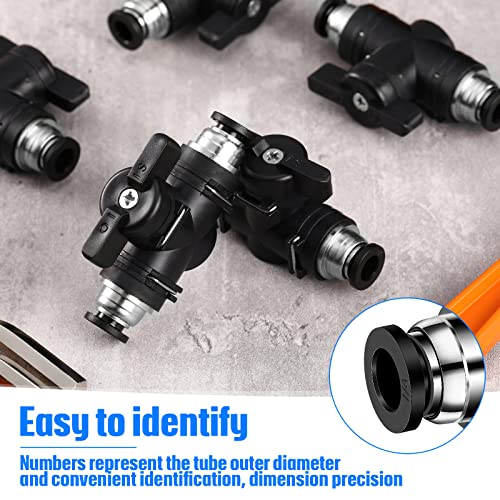 Flutesan 5 Pcs 1/4" x 1/4" OD Push to Connect Pneumatic Ball Valve PVC Air Flow Control Valve Quick Connect Tube Fittings Air Line Hose Fittings - Image 3