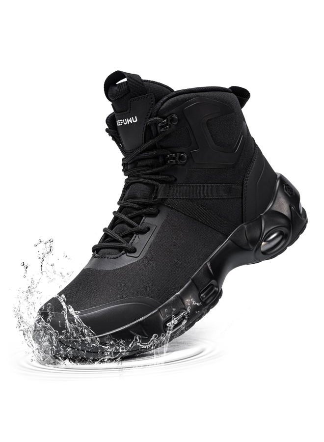 KEFUWU Military Tactical Boots Men Wide Toe Waterproof 6 Inches Lightweight Durable Side-Zip Combat Boots Work Hiking Shoes, Black, 11.5 Wide - Image 1
