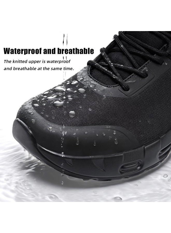 KEFUWU Military Tactical Boots Men Wide Toe Waterproof 6 Inches Lightweight Durable Side-Zip Combat Boots Work Hiking Shoes, Black, 11.5 Wide - Image 2