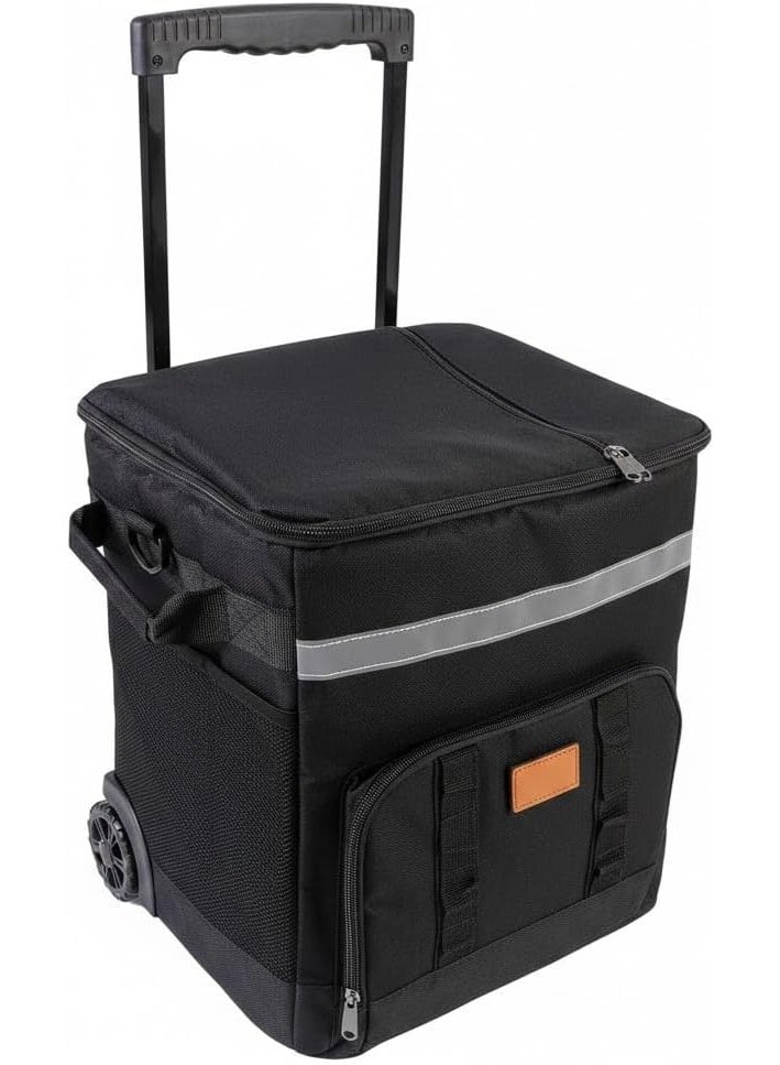 حقيبة تبريد محمولة بعجلات سعة 35 لترًا - حقيبة معزولة قابلة للطي للطعام والمشروبات - خفيفة الوزن وسهلة الحمل للنزهات والشاطئ والتخييم والمغامرات الخارجية - Image 1