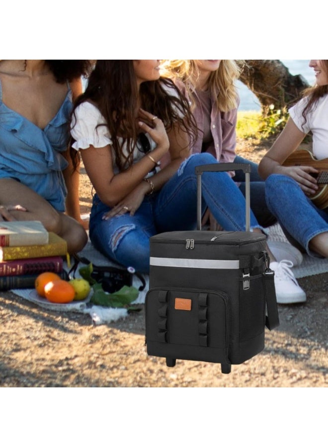 حقيبة تبريد محمولة بعجلات سعة 35 لترًا - حقيبة معزولة قابلة للطي للطعام والمشروبات - خفيفة الوزن وسهلة الحمل للنزهات والشاطئ والتخييم والمغامرات الخارجية - Image 4