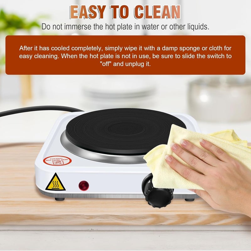 Electric Hot Plate Single Burner Large 21x21 cm for Cooking Heating Food Portable Stove Ideal for Home Office Travel Quick and Efficient Meal Preparation - Image 4