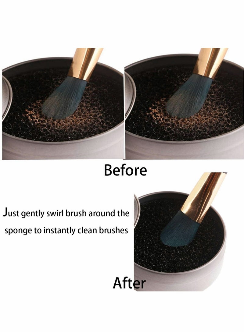 Captaintech 2 Pcs Makeup Brush Cleaner Set Quick Color Removal Sponge Set Dry Brushes Cleaning Box Eye Shadow or Blush Color Removal Sponge Tool - Image 2