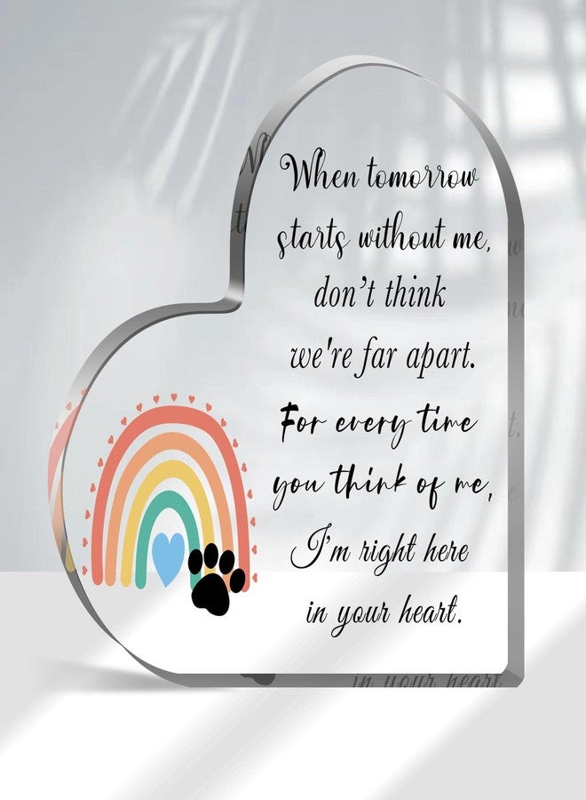 Xendelow Pet Sympathy Gifts for Loss of Dog and Cat, Pet Bereavement Gifts, Pet Remembrance Gift, Pet Loss Gifts, Passing Away Gifts, Pet Footprint, Pet Sympathy Memorial Heart Shaped Acrylic Decor Sign - Image 1