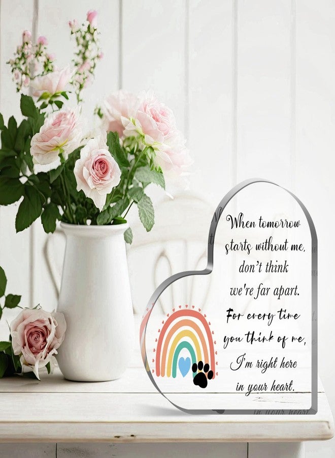 Xendelow Pet Sympathy Gifts for Loss of Dog and Cat, Pet Bereavement Gifts, Pet Remembrance Gift, Pet Loss Gifts, Passing Away Gifts, Pet Footprint, Pet Sympathy Memorial Heart Shaped Acrylic Decor Sign - Image 3