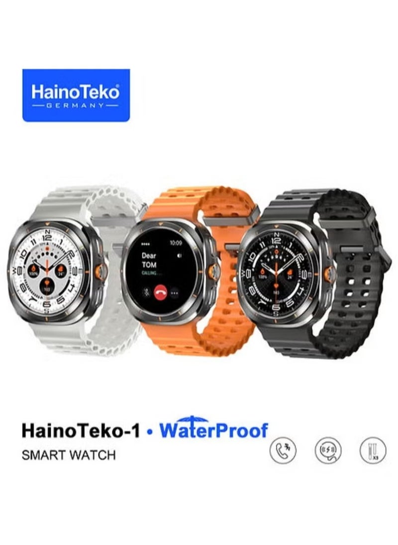 Haino Teko - Ultra Waterproof Smartwatch with AMOLED Display | 3 Pairs of Straps, Fitness Tracker, Heart Rate Monitor, Sleep Tracking, Bluetooth Calling, Stylish Design for Men - Image 1