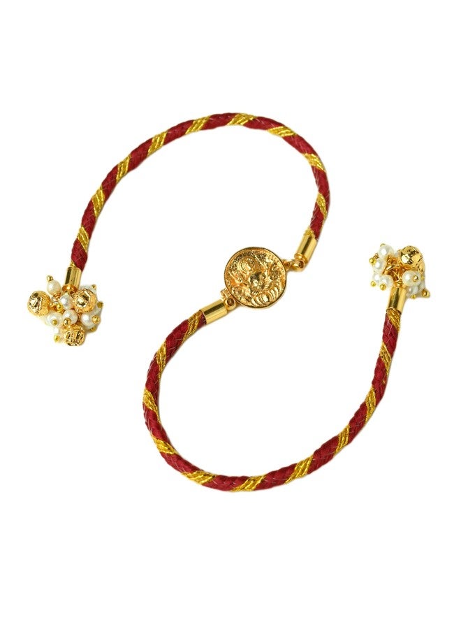 Tangerine 22k gold plated Devi Rakhi | Divine Goddess-Inspired Rakhi for Brother | Spiritual Raksha Bandhan Thread - Image 1