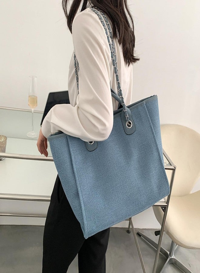 Busnos Tote Bag for Women Large Blue Canvas Travel Handbags Bag Womens Work Tote Bags With Zipper Cute Bags - Image 2