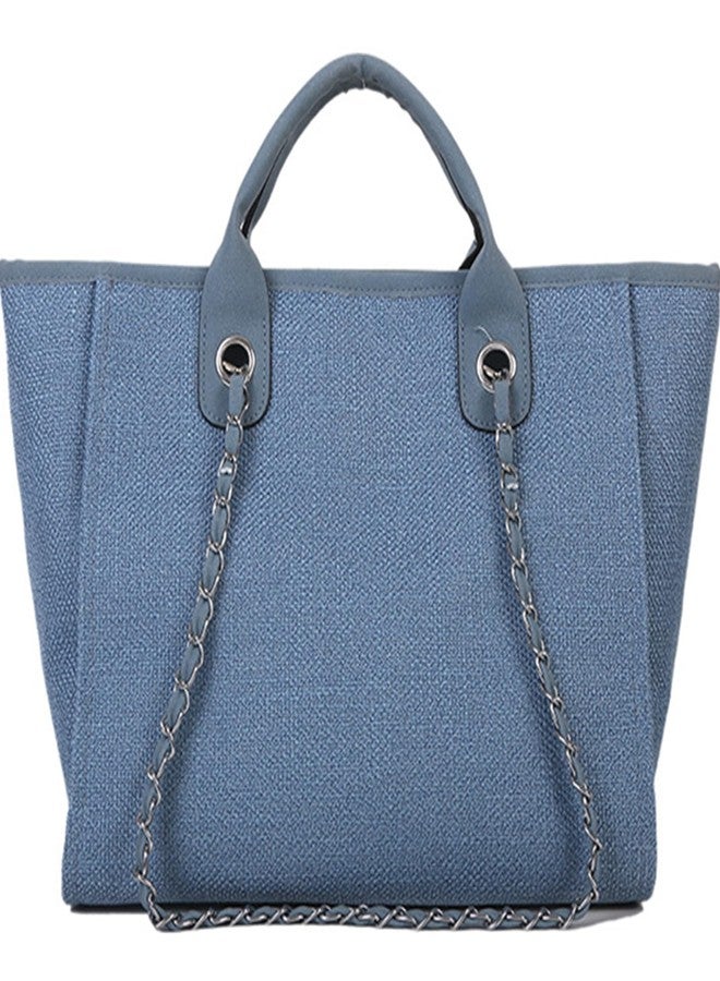 Busnos Tote Bag for Women Large Blue Canvas Travel Handbags Bag Womens Work Tote Bags With Zipper Cute Bags - Image 1