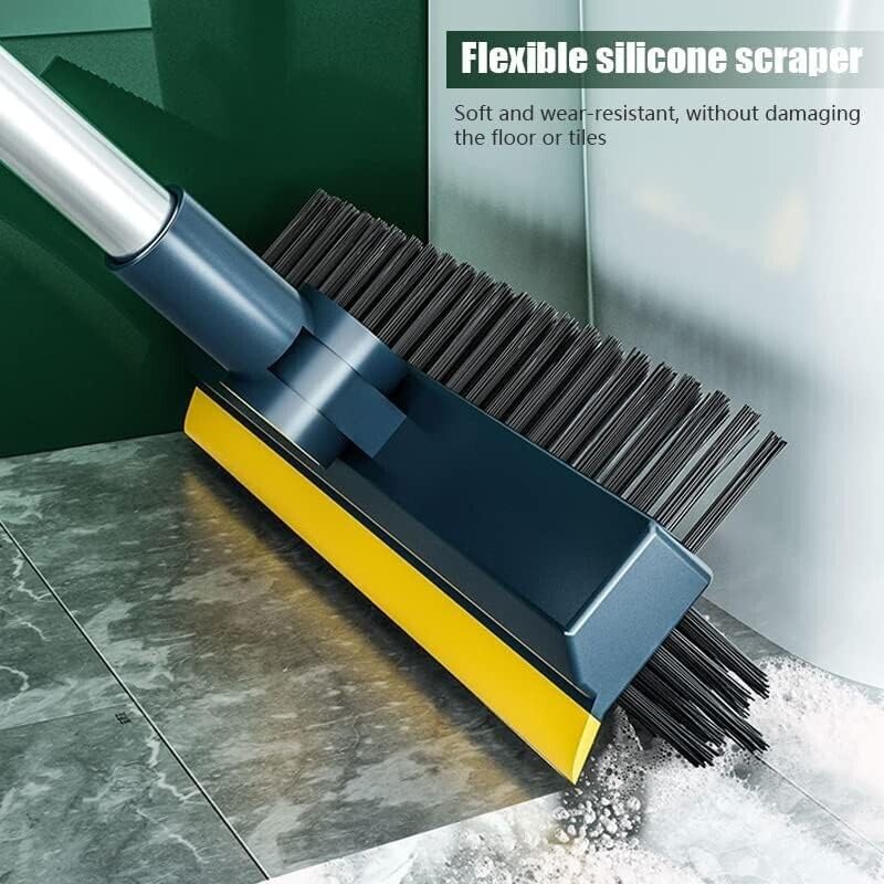 NORIDY 3 in 1 V-Shaped Corner Floor Cleaning Bathroom Brush with Wiper and Tweezers,180° Rotatable Long Handle Floor Cleaner Bristles for Tile Kitchen Bathroom Scrubber for Shower Floor Scraper - Image 2