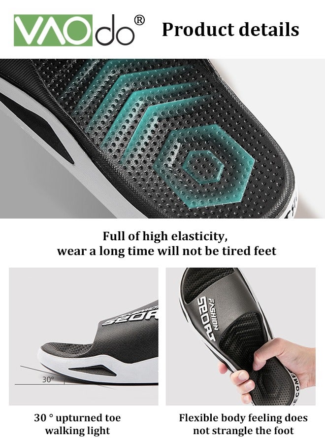 VAOdo Men's Slippers Thick Sole Non-slip Slip On Fashion Outdoor Beach Slippers Black  - Image 5