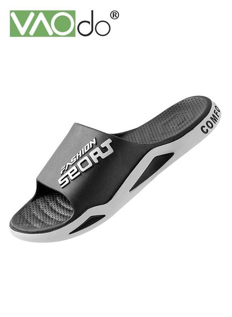 Men's Slippers Thick Sole Non-slip Slip On Fashion Outdoor Beach Slippers Black