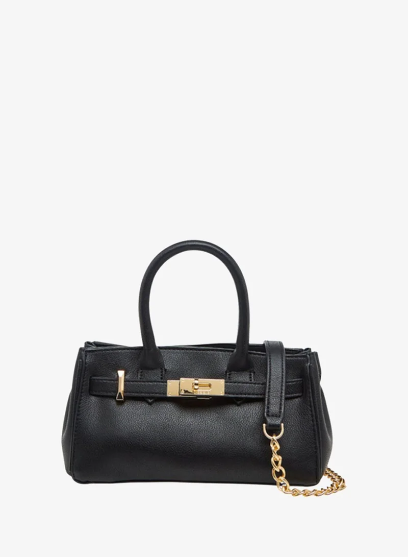 Bessie London Bessie London-Tote bag W/silhouette with black piping. gold-tone chain strap-Black-Q3-SS26