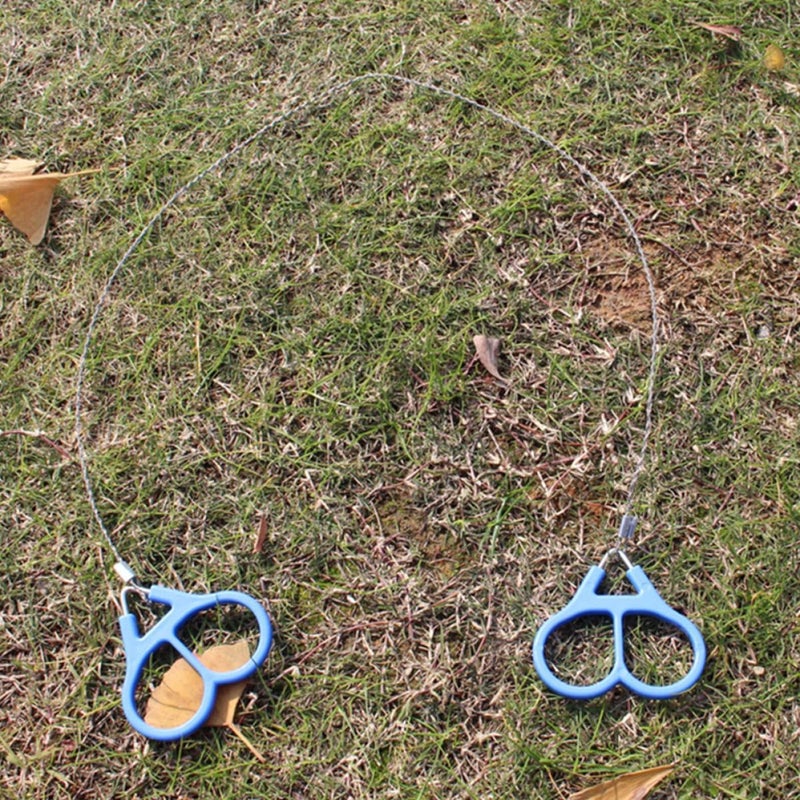 2pcs Portable Wire Saw Stainless Steel Survival Chain with Loop Emergency Cutter for Camping Hiking Outdoor Recreation - Image 5