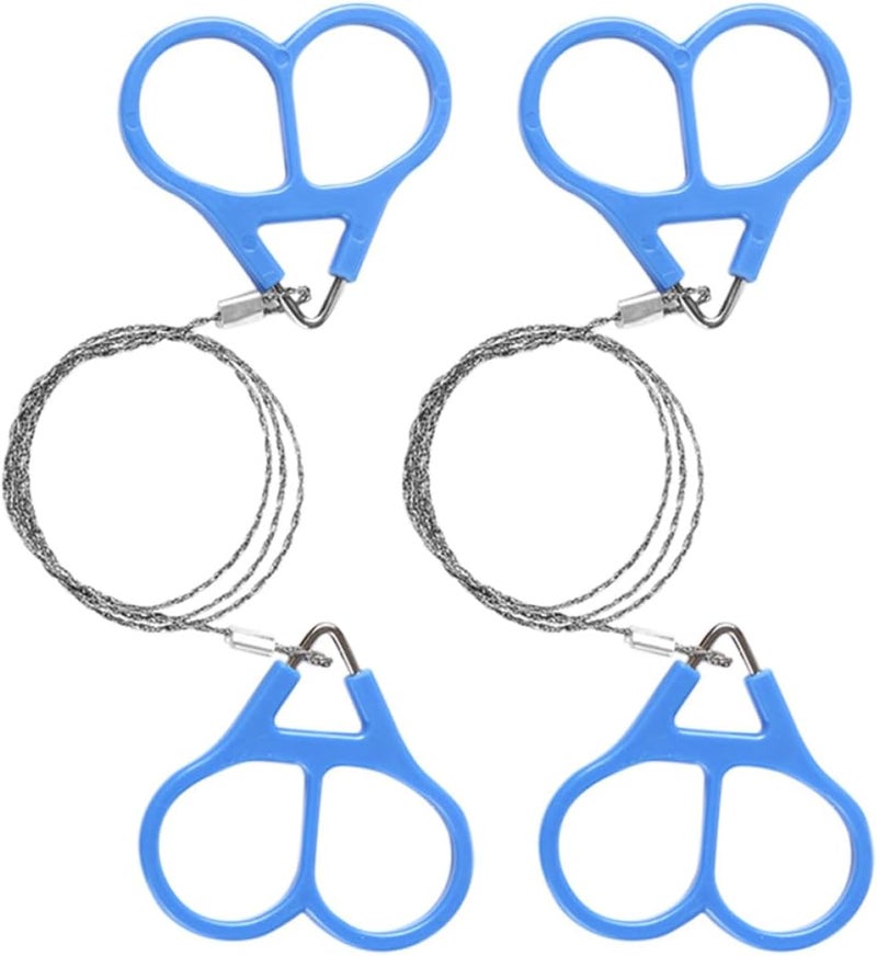 2pcs Portable Wire Saw Stainless Steel Survival Chain with Loop Emergency Cutter for Camping Hiking Outdoor Recreation - Image 1