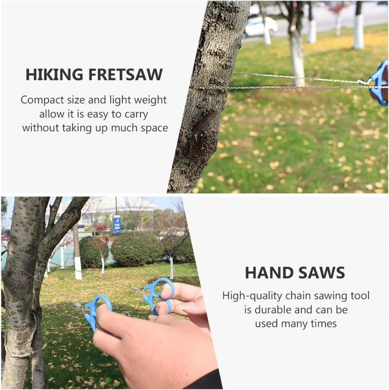 2pcs Portable Wire Saw Stainless Steel Survival Chain with Loop Emergency Cutter for Camping Hiking Outdoor Recreation - Image 3