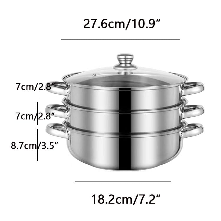 LCPUD Steamer for Cooking, 5.0 Quarts Stainless Steel Steamer Pot, 3-Tier Food Steam Pots with Lid for Cooking Vegetables, Seafood, Soups, Stews and Pasta - Image 2
