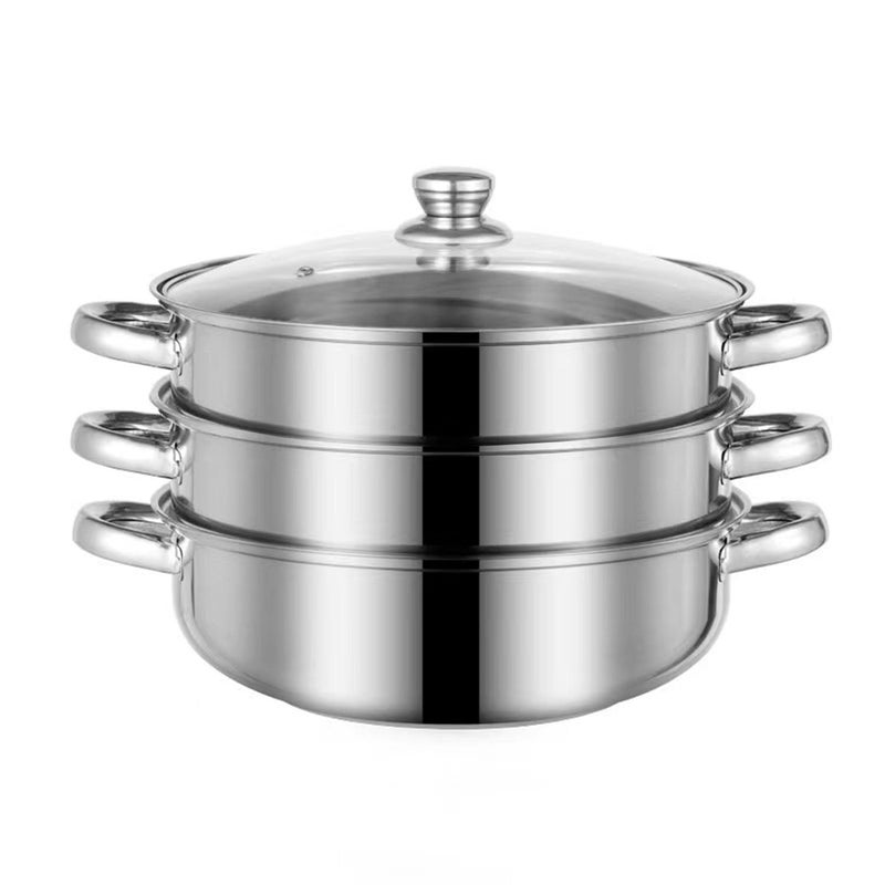 LCPUD Steamer for Cooking, 5.0 Quarts Stainless Steel Steamer Pot, 3-Tier Food Steam Pots with Lid for Cooking Vegetables, Seafood, Soups, Stews and Pasta - Image 1