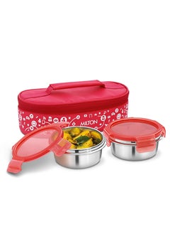 Milton Milton lifestyle lunch stainless steel lunch box, two containers, red  - Image 1
