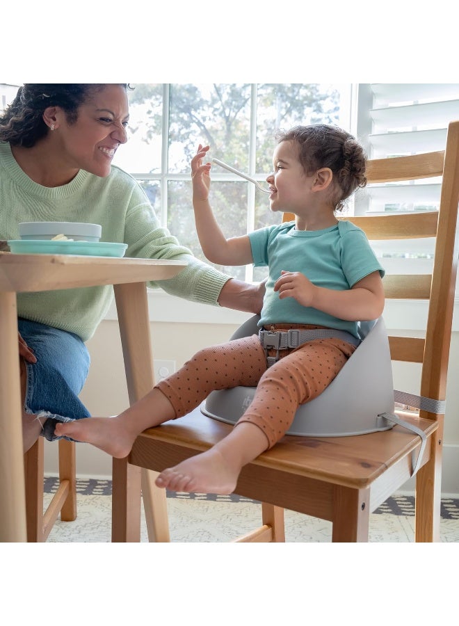 Ingenuity - My Spot Easy-Clean Booster Seat â€“ Easy to Clean, Lightweight, Attaches to Most Chairs, Grey (6â€“36 Months) - Image 2