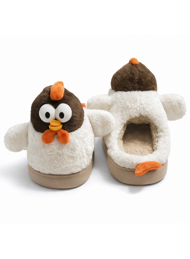 سليبر فرو شتوي مجسّم على شكل دجاجة مبطن النساء – نعل مانع للانزلاق - مقاس 42-43