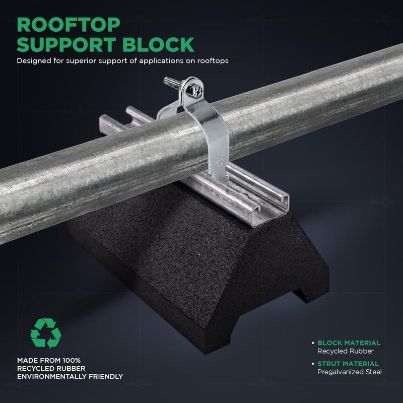 HIGHCRAFT STC-10 Rooftop Pipe Support Block- Sleeper Curb Replacement- Solid Conduit Standoff Cradle- 750 lb. Capacity- 5-3/4 x 9-3/4 in., High Grade Recycled Rubber - Image 4