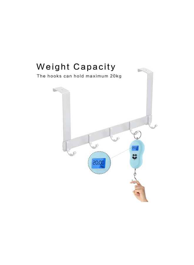 promass Over the Door Hooks, Sturdy Brushed Finish Over the Door Hanger Hook, Over the Door Towel Rack with 5 Coat Hook, Heavy-duty Aluminum Door Hanger Hook for Hanging Towels, Clothes, Hat (White) - Image 4