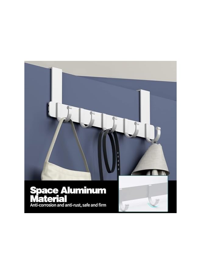 promass Over the Door Hooks, Sturdy Brushed Finish Over the Door Hanger Hook, Over the Door Towel Rack with 5 Coat Hook, Heavy-duty Aluminum Door Hanger Hook for Hanging Towels, Clothes, Hat (White) - Image 3