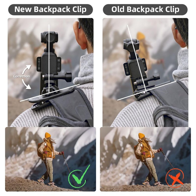 SUREWO 360Â° Rotation Backpack Strap Mount,Quick Clip Mount with Expand Frame Compatible with DJI Osmo Pocket 3 - Image 4