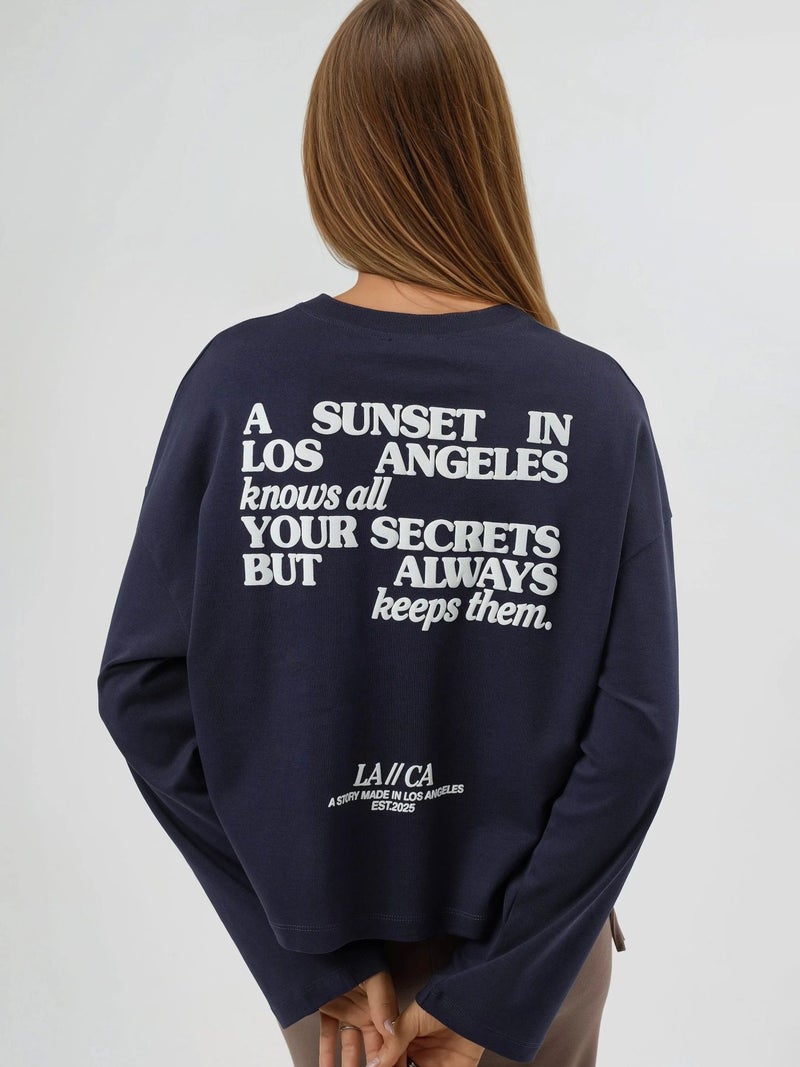 Busem Relaxed Fit Long Sleeve Crew Neck Back Printed Top - Image 5