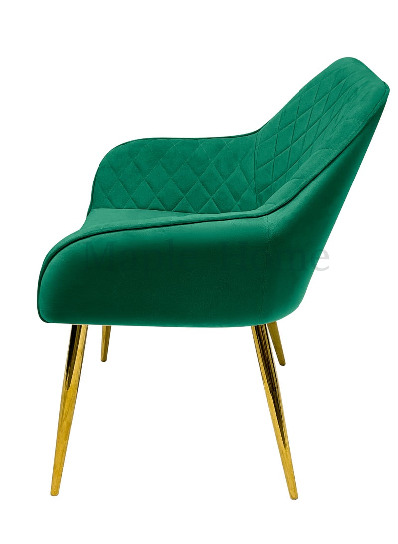 MAPLE HOME DECORATION Maple Home Velvet Accent Arm Dining Chair With Gold Metal Legs Kitchen Living Room Furniture  - Image 3