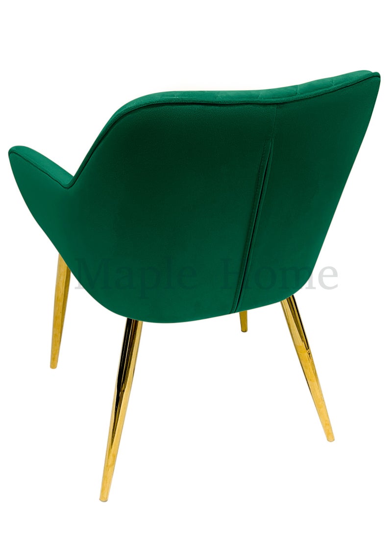 MAPLE HOME DECORATION Maple Home Velvet Accent Arm Dining Chair With Gold Metal Legs Kitchen Living Room Furniture  - Image 4