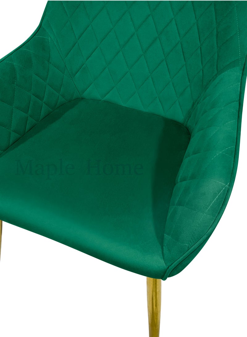 MAPLE HOME DECORATION Maple Home Velvet Accent Arm Dining Chair With Gold Metal Legs Kitchen Living Room Furniture  - Image 5