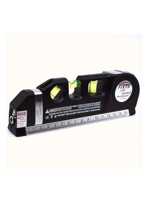 Laser Level Multi Tool Vertical Horizontal Cross Line Standard Ruler, Cross Lines Measuring Tape 2.5 Meter