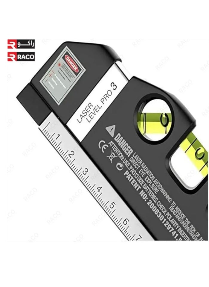 RACO Laser Level Multi Tool Vertical Horizontal Cross Line Standard Ruler, Cross Lines Measuring Tape 2.5 Meter  - Image 2