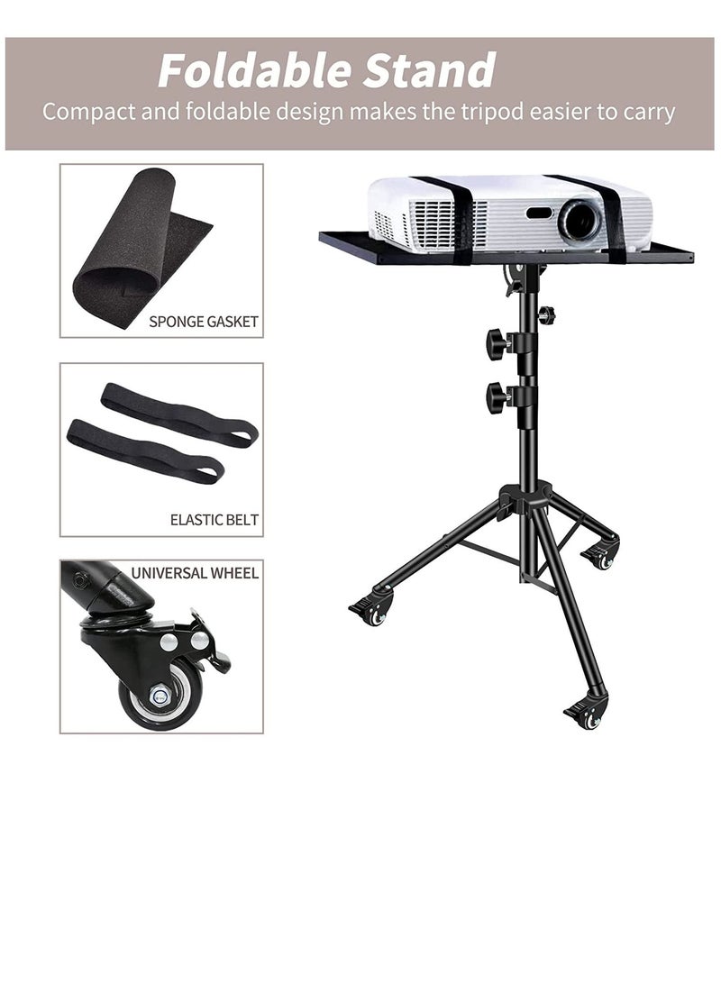 GENNEXT Universal Workstation Projector Tripod Stand with Wheels, Phone Holder [Adjustable Height upto 61” Tiltable 180 Degrees] Rolling Laptop Desk Tripod For Stage, Studio - Image 4